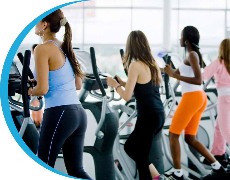 Women training on treadmills